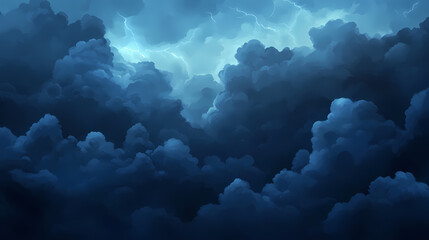 Naklejka premium Stormy sky with dramatic clouds and lightning, aggressive clouds, dark storm. Dramatic Storm Skies. Illustration