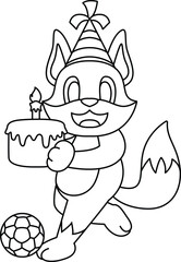 Fox Birthday Soccer Animal Vector Graphic Art Illustration
