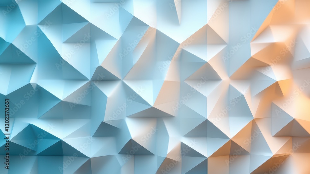 Poster a captivating display of abstract shapes and forms bathed in soft blue and white gradients, creating