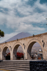 Yanahuara viewpoint with a view of the Misti volcano in Arequipa