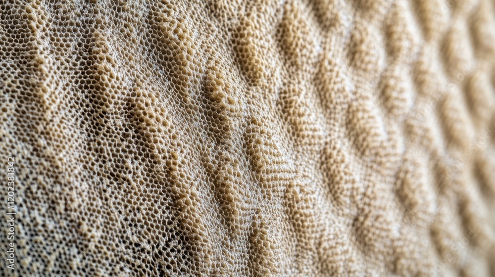 Poster close-up texture of beige patterned fabric surface in high resolution