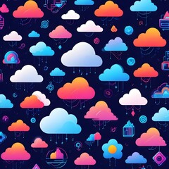 Obraz premium Cloud computing illustrations with vibrant icon