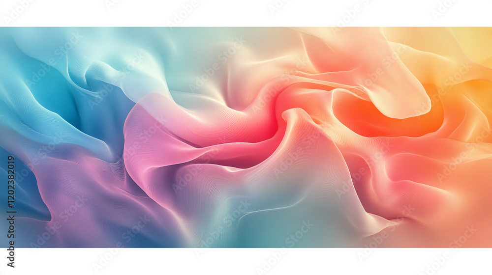 Poster colorful abstract waves flow together, creating a harmonious visual experience