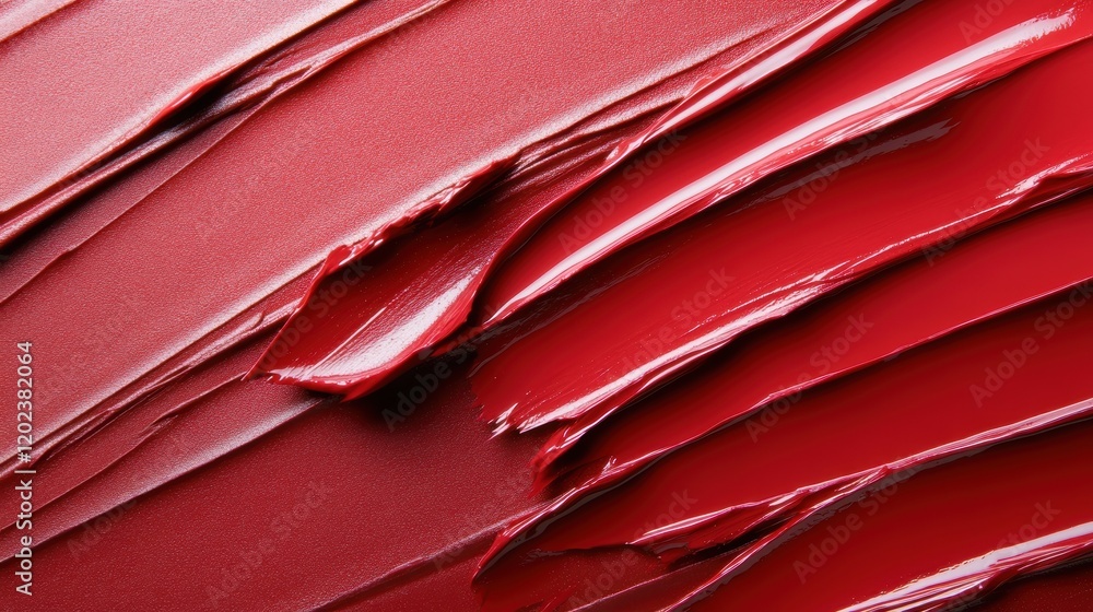 Aufkleber an array of textured red paint swatches displayed on a glossy surface, highlighting the varied shade