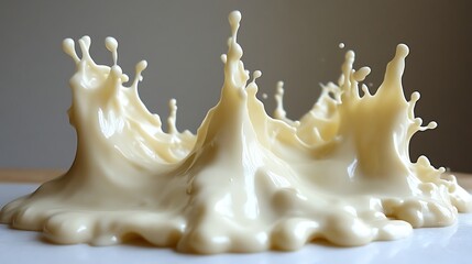 Creamy White Liquid Splashing Dynamically