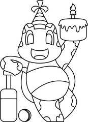 Turtle Birthday Cricket Animal Vector Graphic Art Illustration
