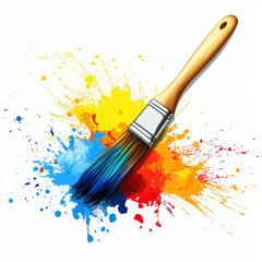 Obraz premium Paintbrush with Rainbow Color Splash