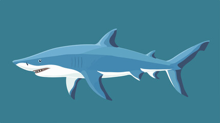 Obraz premium Blue Shark Swimming Cartoon Vector Illustration