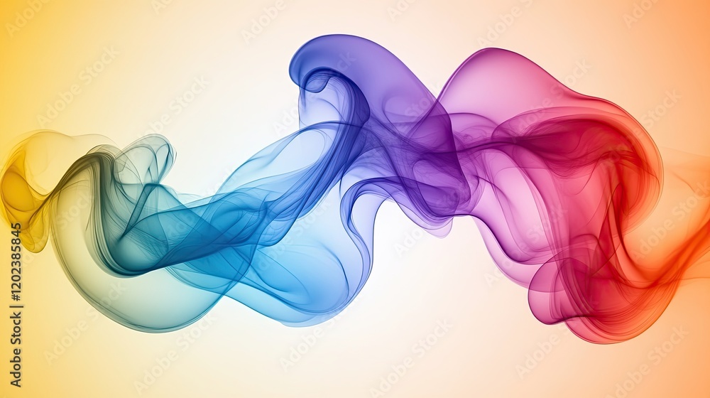 Poster colorful swirls of smoke create dynamic patterns against a soft pastel background
