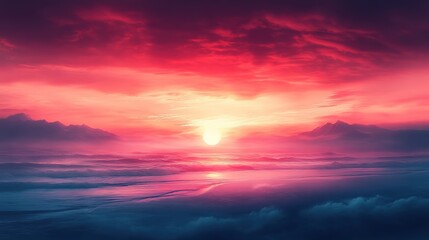 Fototapeta premium dreamy sunset beach dye into pink purple hue of sunset light, gentle wave, calm peaceful 
