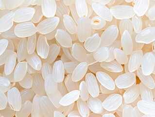 Rice grains close-up. Featuring a close-up of rice grains. Highlighting texture and simplicity. Ideal for culinary and kitchen visuals.