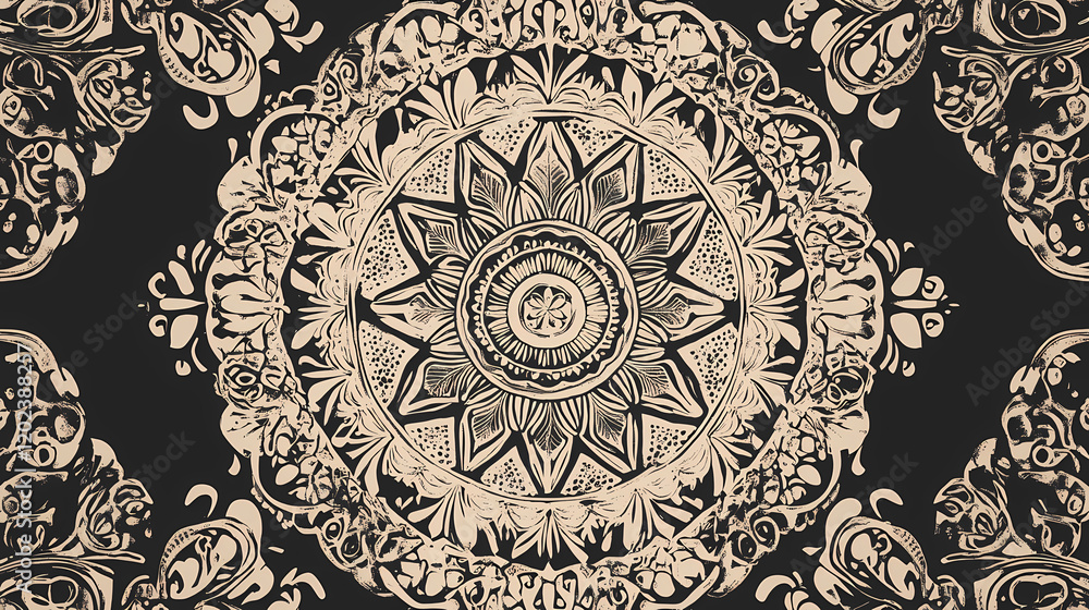 Wall mural abstract mandala pattern with intricate details and a circular design. intricate mandala pattern. il