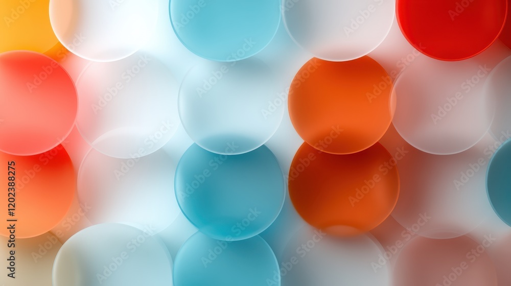 Poster an artistic composition of translucent colored spheres arranged in an abstract manner. the layering 
