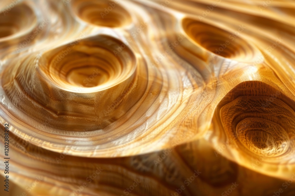 Poster detailed texture of carved wood with whorls and loops creating a sense of movement, whorls and loops