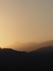 Mountains in Jarabacoa, Dominican Republic, during sunset.