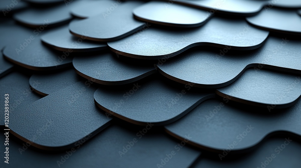Poster dark gray overlapping scales pattern, abstract background, close-up
