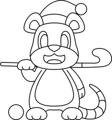 Mouse Christmas Hockey Animal Vector Graphic Art Illustration