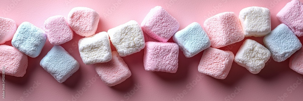 Aufkleber colorful marshmallows arranged on a pink background create a playful and inviting dessert display pe