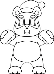 Panda Christmas Boxing Animal Vector Graphic Art Illustration