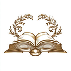 Open Book with Ornate Branches

