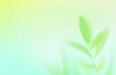 Green gradient spring background. Abstract gradation green and yellow color backdrop, spring or summer blur leaves in pastel sky. Soft gradient mesh illustration