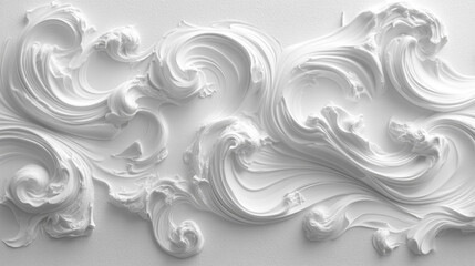 Fototapeta premium Decorative white patterns created with textured cream on a smooth surface
