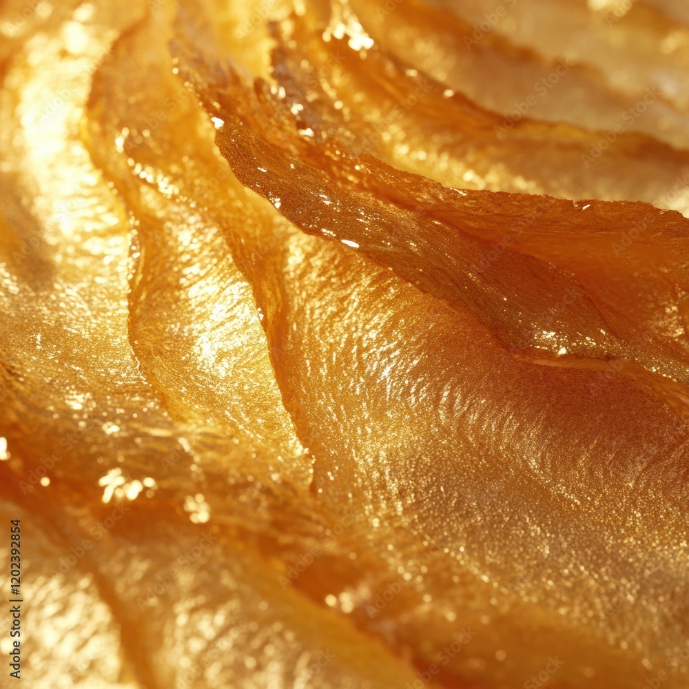Aufkleber golden translucent layers showcasing delicate texture and shimmering light in an artistic display of