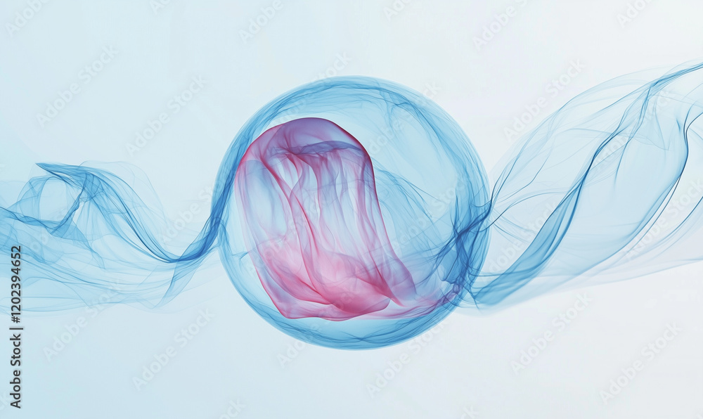 Poster translucent sphere with flowing, colorful waves creating an ethereal effect.