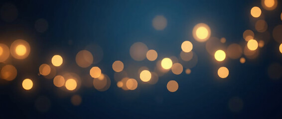 Obraz premium Abstract Background With Blurred Golden Lights and Bokeh on a Dark Blue Background
