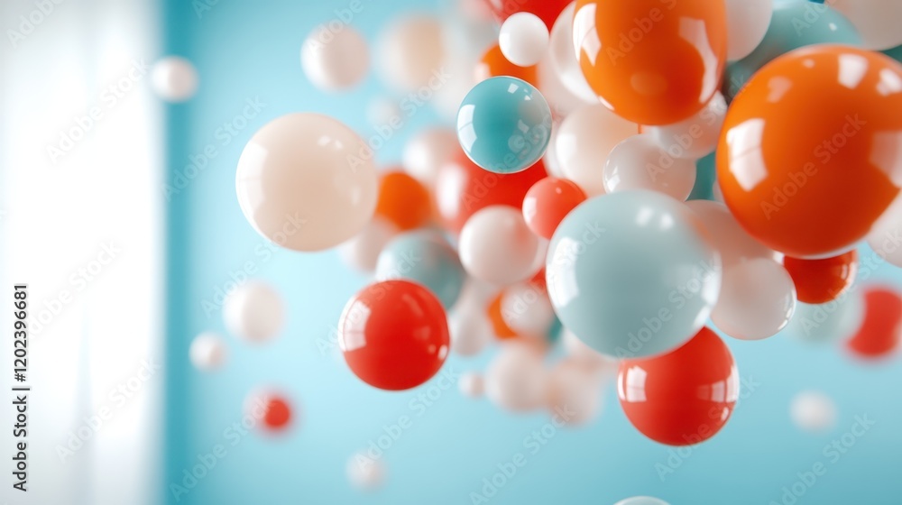 Poster an enchanting array of colorful bubbles gently floats against a soft blue backdrop, creating a whims