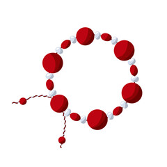 Bulgarian folklore traditional Martenitsa, bracelet with white and red glass sphere, glass ball, beads, spring welcoming symbol in March.