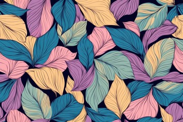 Fototapeta premium Pastel & Teal Leaf Pattern