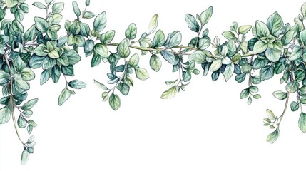 Green Botanical Leaves Border Design for Nature-Themed Projects