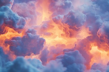 Fototapeta premium Illuminated Cloudscape A Dreamlike Sunset Scene