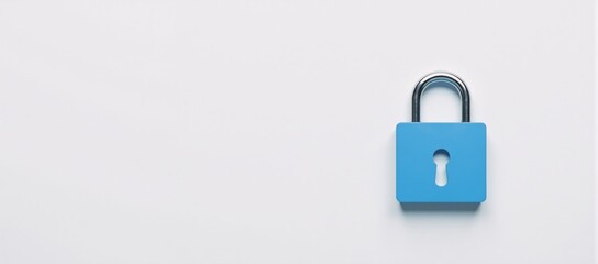 Lock icon in blue on white background symbolizes online safety  data privacy in contemporary vector design