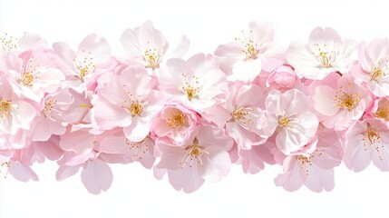 Obraz premium Delicate Pink Cherry Blossom Flowers on White Background