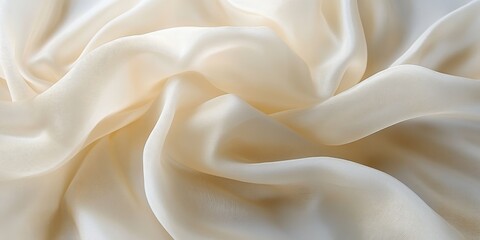 Fototapeta premium Delicate creamy white fabric with soft, flowing folds and a luxurious sheen for textile and interior design inspirations