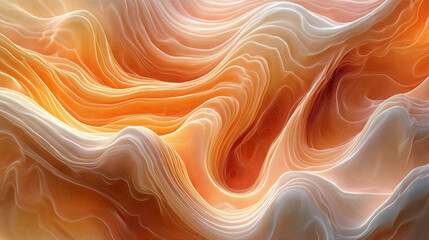 Fototapeta premium Swirling patterns of warm orange and cream colors create a mesmerizing abstract texture