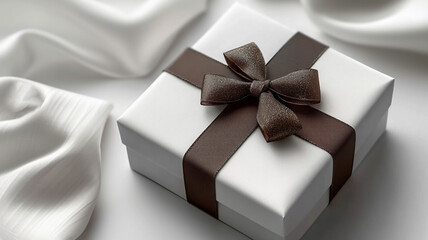 white gift box with ribbon