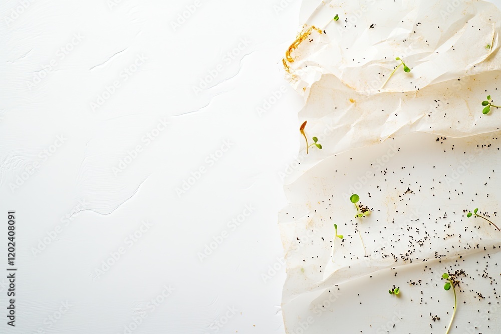 Poster delicate layers of parchment with scattered spices create minima