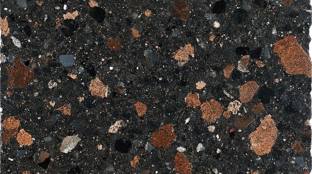 Dark terrazzo tile close-up, textured surface, speckled background, countertop material