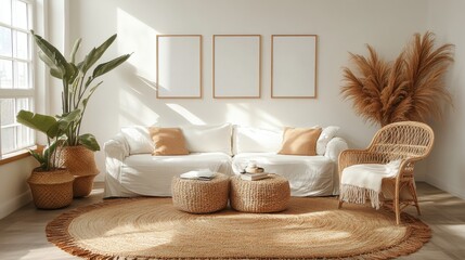 Cozy and Bright Living Room with Natural Decor Elements