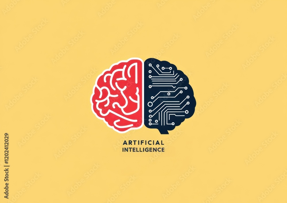 Poster the logo consists of a geometric style shape, a simple design featuring the left half of a brain and