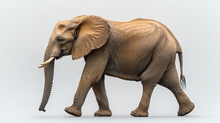 Fototapeta premium Realistic 3D Elephant Model Walking on Neutral Background