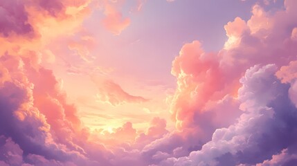 Fototapeta premium Pastel Cloudscape A Serene Sunset Sky