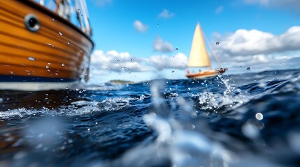 Classic Wooden Sailing Yachts Racing on a Sunny Day