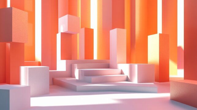 Geometric Stages in Orange and White