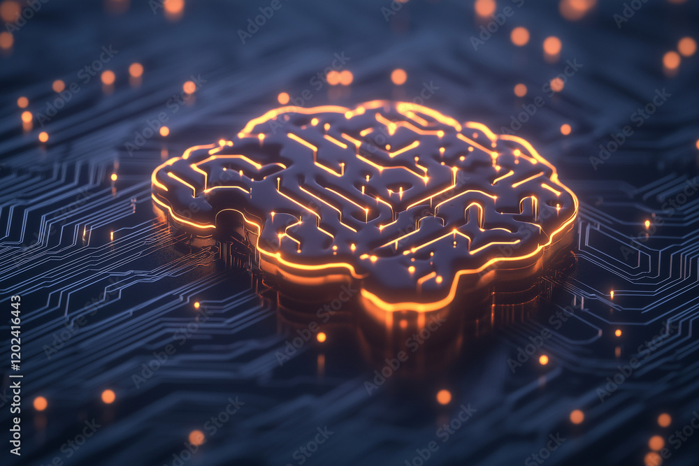 Poster glowing neural network: abstract ai concept art, futuristic technology, digital brain, artificial