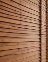 Detail of wooden blinds with visible wood grain texture, tactile, sustainable living