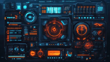 Abstract style on a blue background. display in futuristic cyberpunk style.